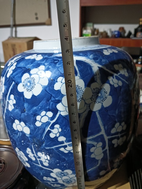 古玩陶瓷青花留白冰梅紋罐真品鑒賞圖