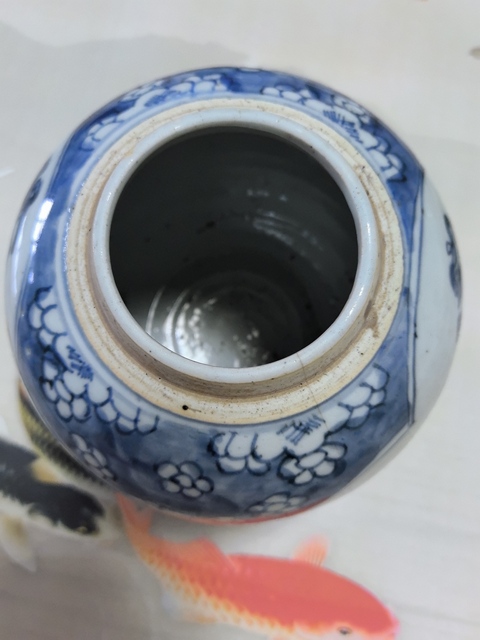 古玩陶瓷青花開光博古圖罐真品鑒賞圖