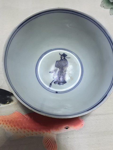 古玩陶瓷青花高官厚祿圖茶碗，模糊，偏老真品鑒賞圖