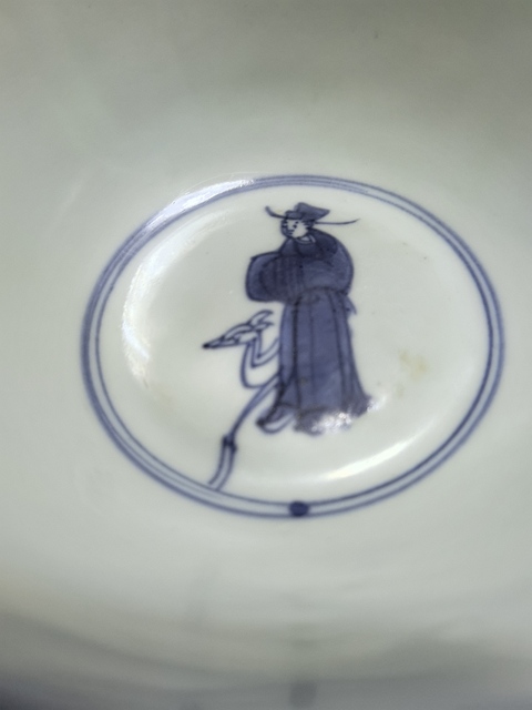 古玩陶瓷青花高官厚祿圖茶碗，模糊，偏老真品鑒賞圖