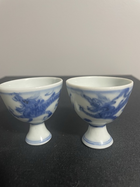 古玩陶瓷龍紋青花高足杯真品鑒賞圖