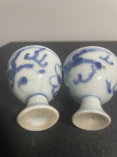 古玩陶瓷龍紋青花高足杯真品鑒賞圖