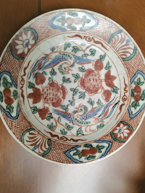 古玩陶瓷花鳥紋盤真品鑒賞圖