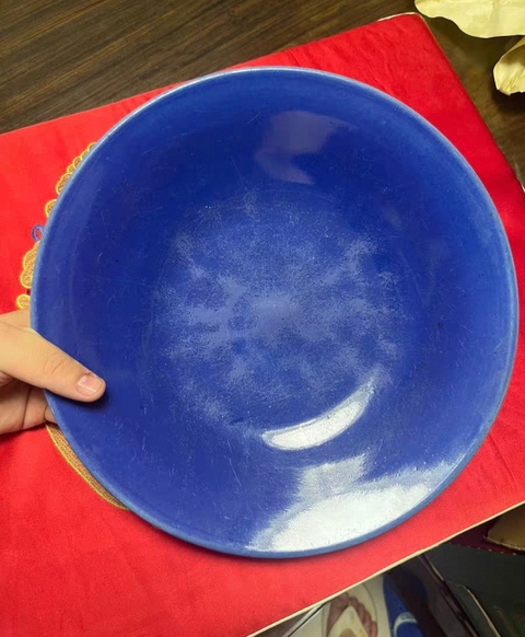 古玩陶瓷祭蘭釉大盤真品鑒賞圖