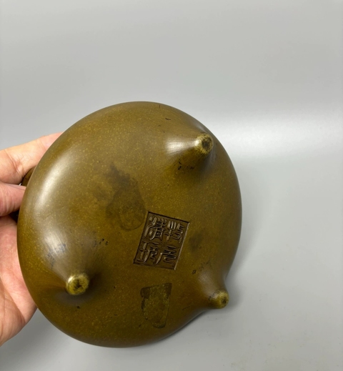 古玩銅器銅沖天耳爐真品鑒賞圖