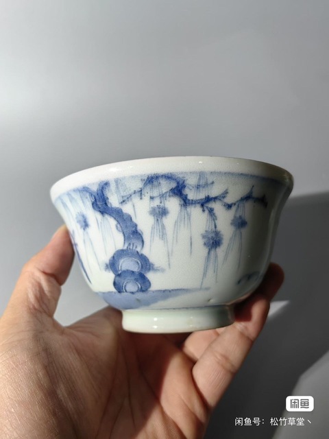 古玩陶瓷青花進京趕考紋蓋碗真品鑒賞圖