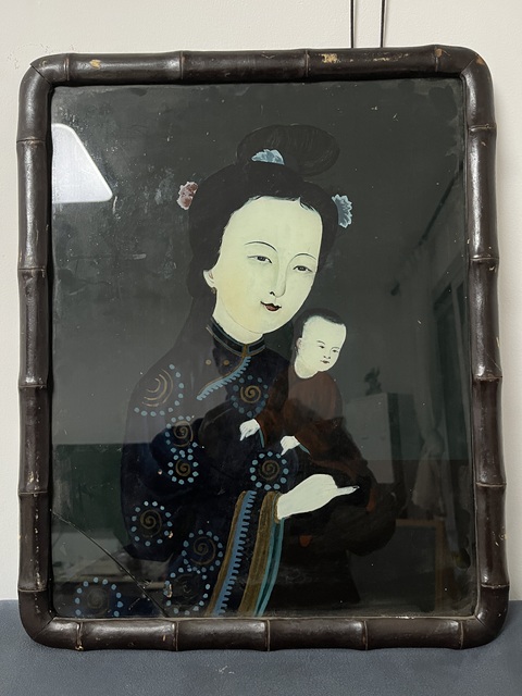 古玩雜項玻璃畫真品鑒賞圖