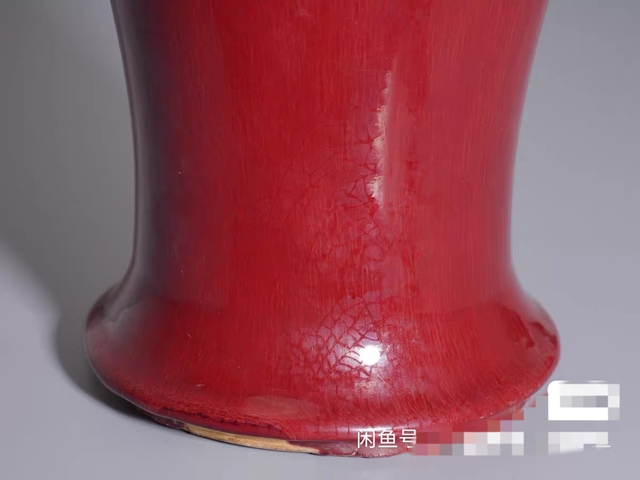 古玩陶瓷清中期 郎窯紅釉賞瓶真品鑒賞圖