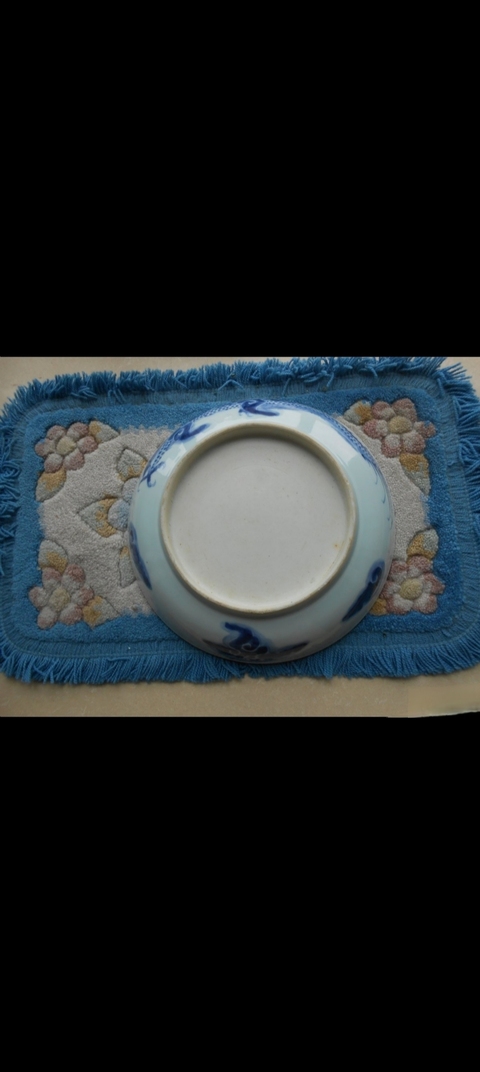 古玩陶瓷青花過(guò)墻龍紋盤(pán)真品鑒賞圖