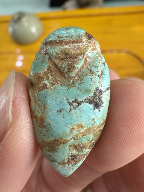 古玩玉器綠松石雕“蟬形掛件”真品鑒賞圖