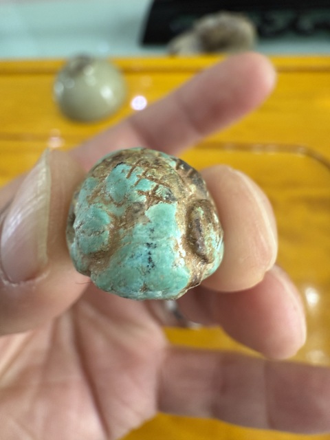 古玩玉器綠松石雕“蟬形掛件”真品鑒賞圖