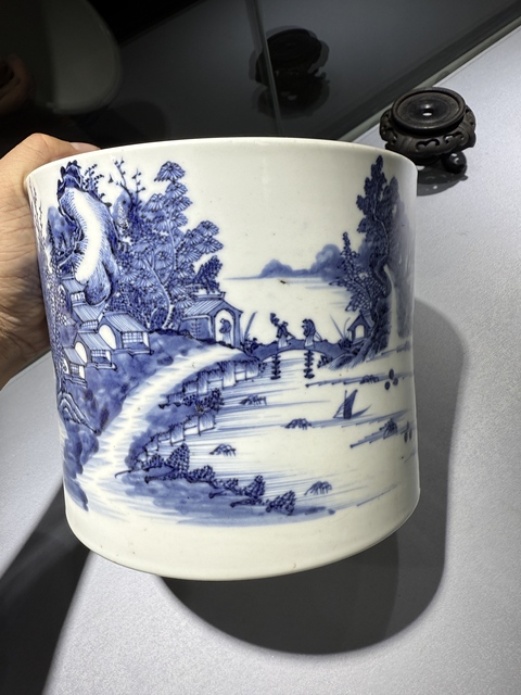 古玩陶瓷青花山水人物筆海真品鑒賞圖