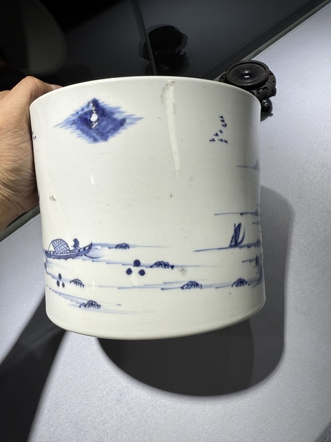 古玩陶瓷青花山水人物筆海真品鑒賞圖