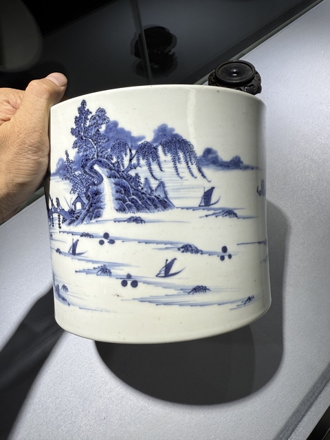 古玩陶瓷青花山水人物筆海真品鑒賞圖