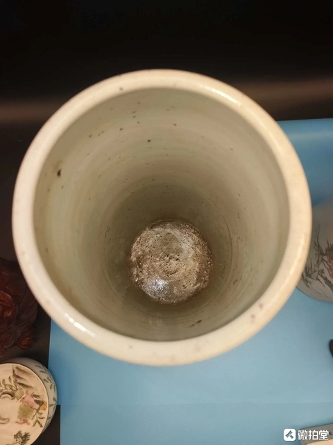 古玩陶瓷民國(guó)山水水人物帽筒真品鑒賞圖