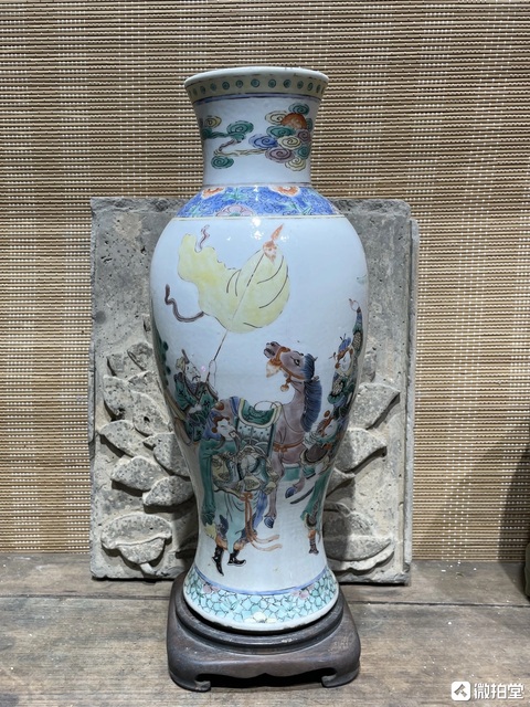 古玩陶瓷清晚期 五彩郭子儀遇仙圖賞瓶真品鑒賞圖