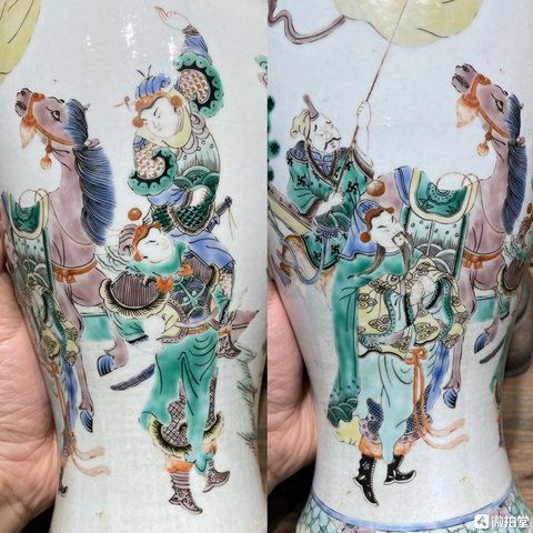 古玩陶瓷清晚期 五彩郭子儀遇仙圖賞瓶真品鑒賞圖