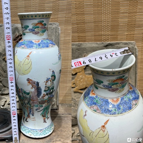 古玩陶瓷清晚期 五彩郭子儀遇仙圖賞瓶真品鑒賞圖