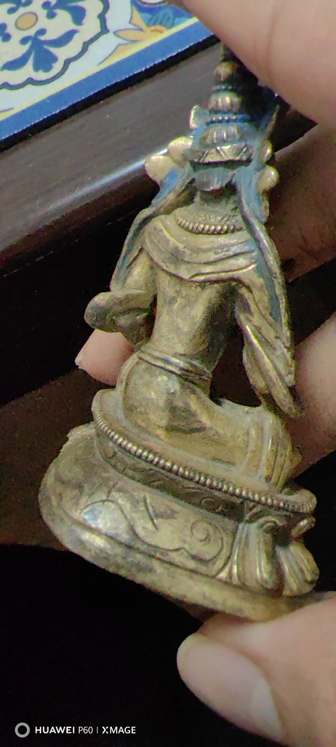 古玩銅器清代鎏金綠度母造像真品鑒賞圖