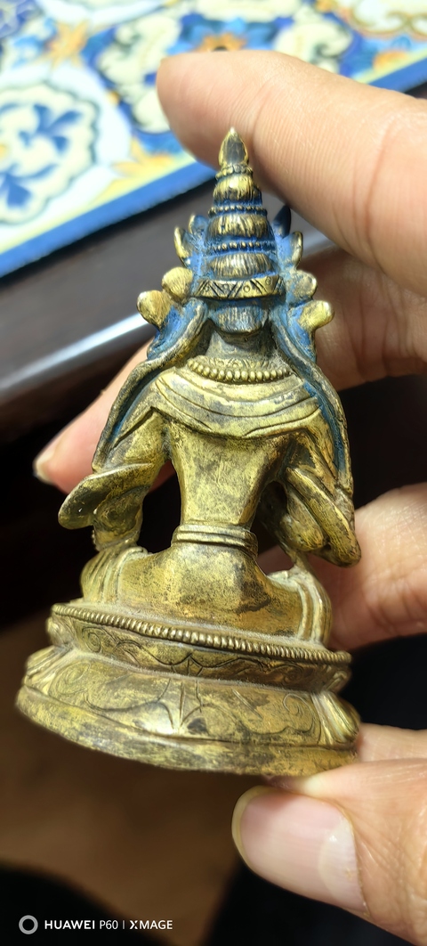 古玩銅器清代鎏金綠度母造像真品鑒賞圖