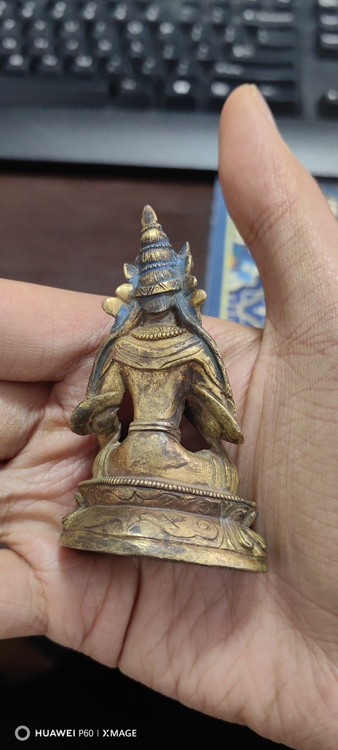 古玩銅器清代鎏金綠度母造像真品鑒賞圖