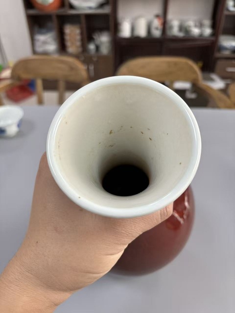 古玩陶瓷解放初 郎窯紅釉瓶真品鑒賞圖