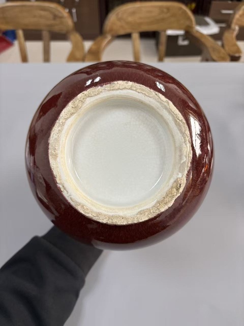 古玩陶瓷解放初 郎窯紅釉瓶真品鑒賞圖