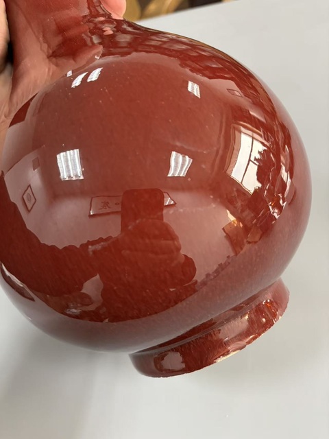 古玩陶瓷解放初 郎窯紅釉瓶真品鑒賞圖