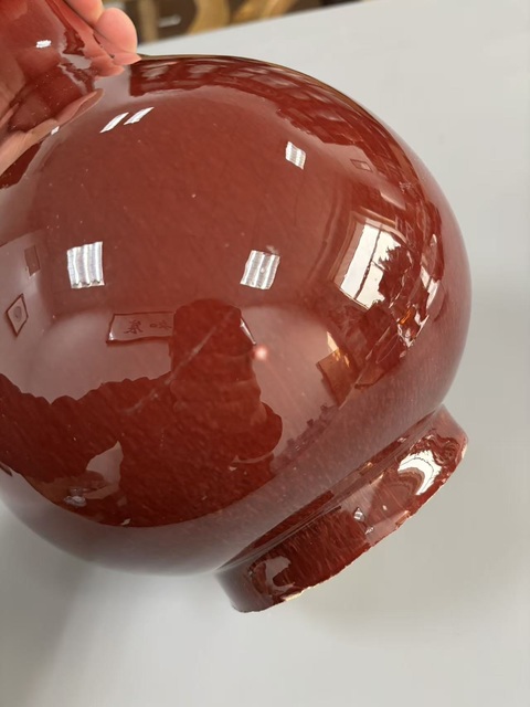 古玩陶瓷解放初 郎窯紅釉瓶真品鑒賞圖