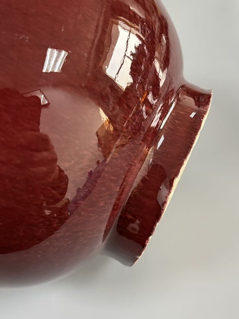 古玩陶瓷解放初 郎窯紅釉瓶真品鑒賞圖