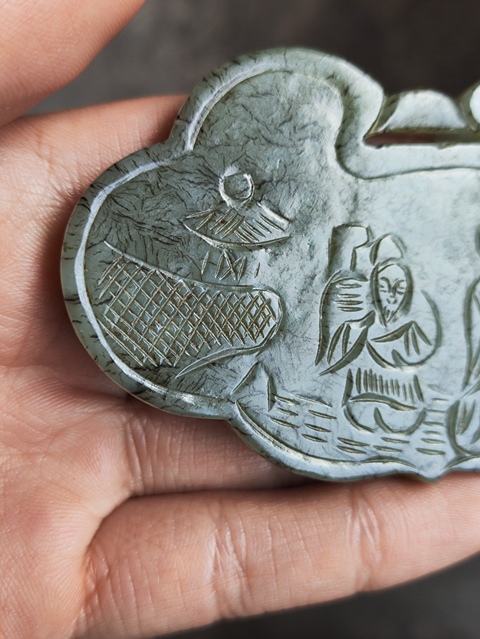 古玩玉器和田玉雕“如意鎖佩”真品鑒賞圖