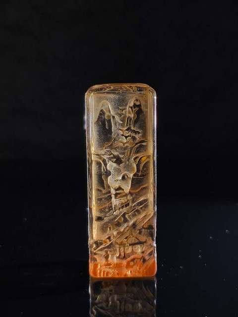 古玩玉器水晶雕“山水印章”真品鑒賞圖