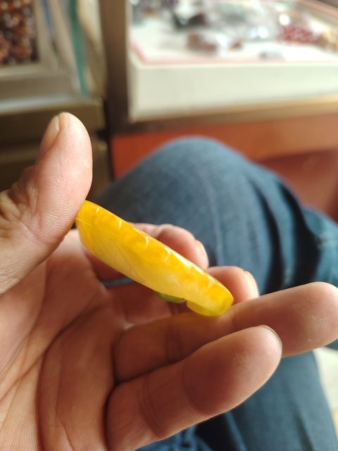 古玩玉器“染色”非天然翡翠佩真品鑒賞圖