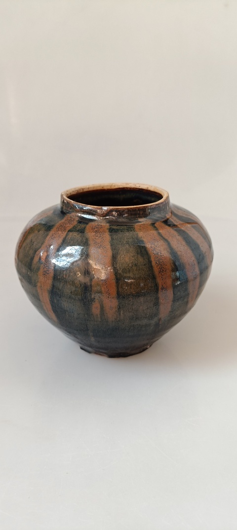 古玩陶瓷磁州窯鐵銹斑線條罐拍賣，當前價格10000元