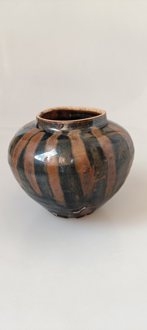 古玩陶瓷磁州窯鐵銹斑線條罐拍賣，當前價格10000元