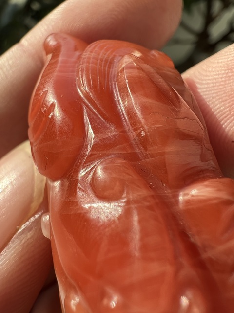 古玩玉器南紅瑪瑙“龍首”（殘件）真品鑒賞圖