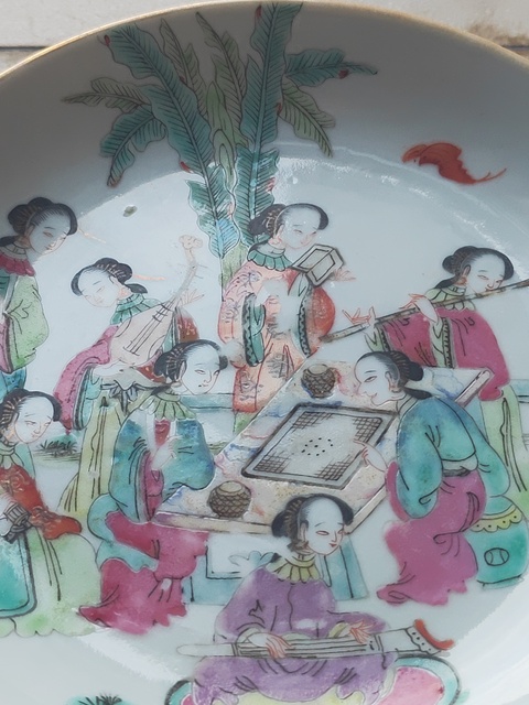 古玩陶瓷粉彩人物故事紋盤真品鑒賞圖