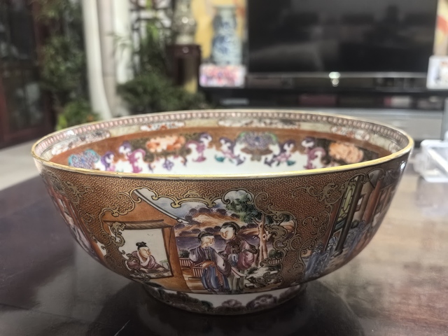 古玩陶瓷人物紋廣彩碗真品鑒賞圖