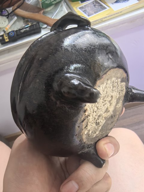 古玩陶瓷黑釉三足爐真品鑒賞圖