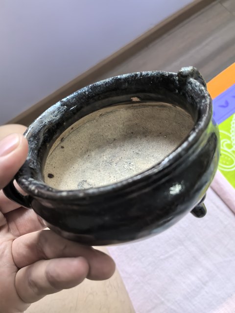 古玩陶瓷黑釉三足爐真品鑒賞圖