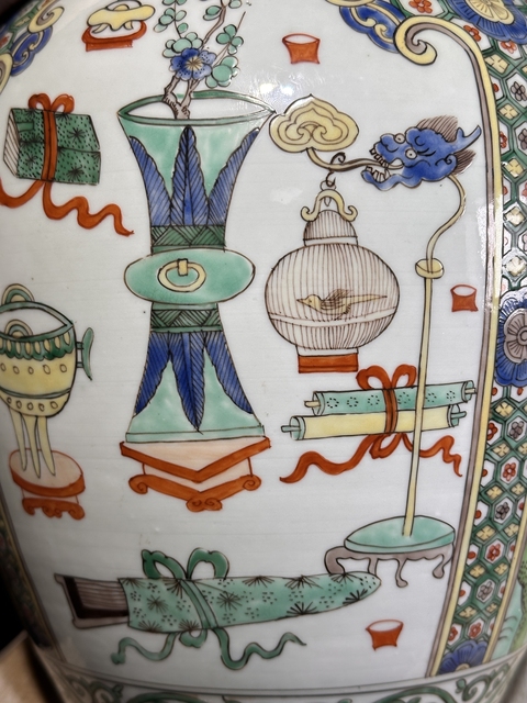 古玩陶瓷19世紀 五彩博古紋罐（歐洲瓷）真品鑒賞圖