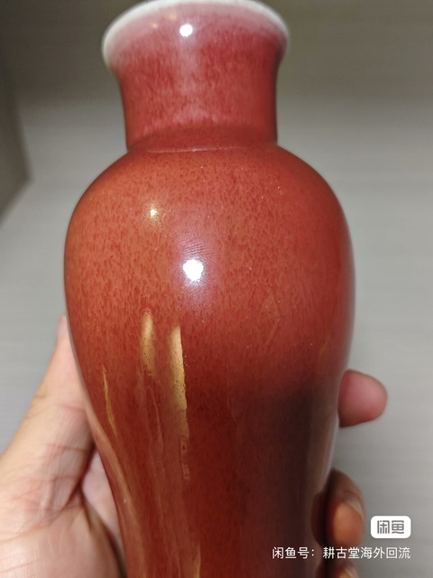 古玩陶瓷清晚期 郎窯紅釉觀音瓶真品鑒賞圖