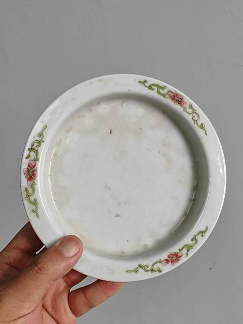 古玩陶瓷民國 折枝花卉紋折沿洗真品鑒賞圖
