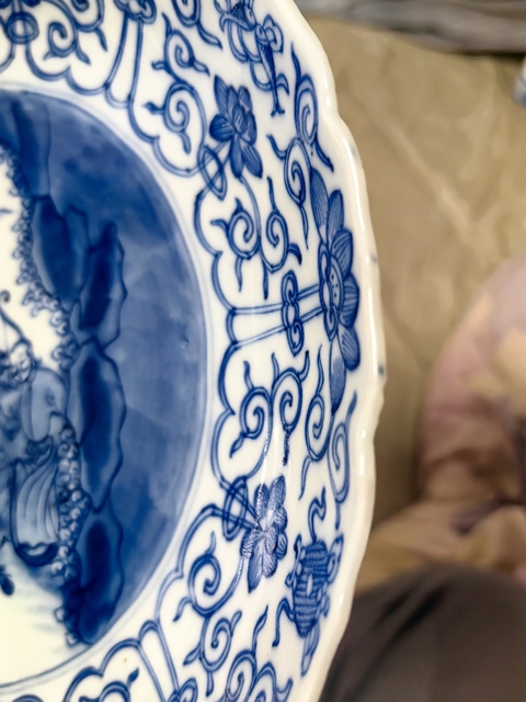 古玩陶瓷青花狩獵圖盤真品鑒賞圖