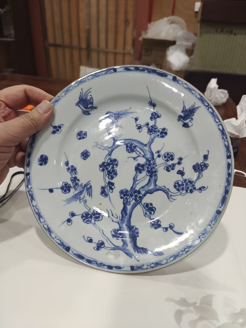 古玩陶瓷青花喜上眉梢盤真品鑒賞圖