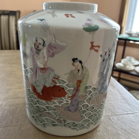 古玩陶瓷八仙圖粉彩罐真品鑒賞圖