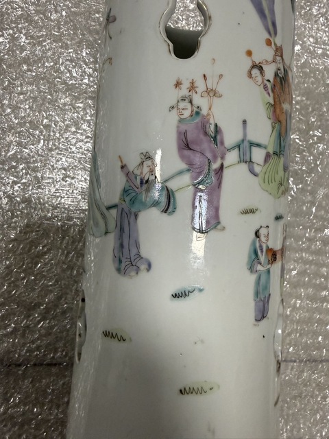 古玩陶瓷人物紋粉彩帽筒真品鑒賞圖