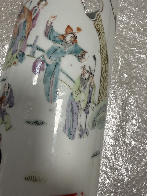 古玩陶瓷人物紋粉彩帽筒真品鑒賞圖