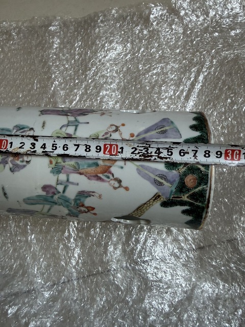 古玩陶瓷人物紋粉彩帽筒真品鑒賞圖