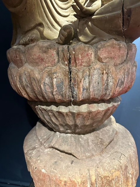 古玩雜項木雕無畏（開手）觀音（老木改裝新雕）真品鑒賞圖